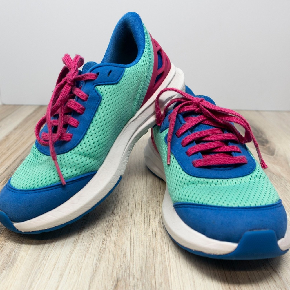 Kids Kizik HandsFree Sneakers Size 1.5Y Blue Pink Athletic Running Shoes